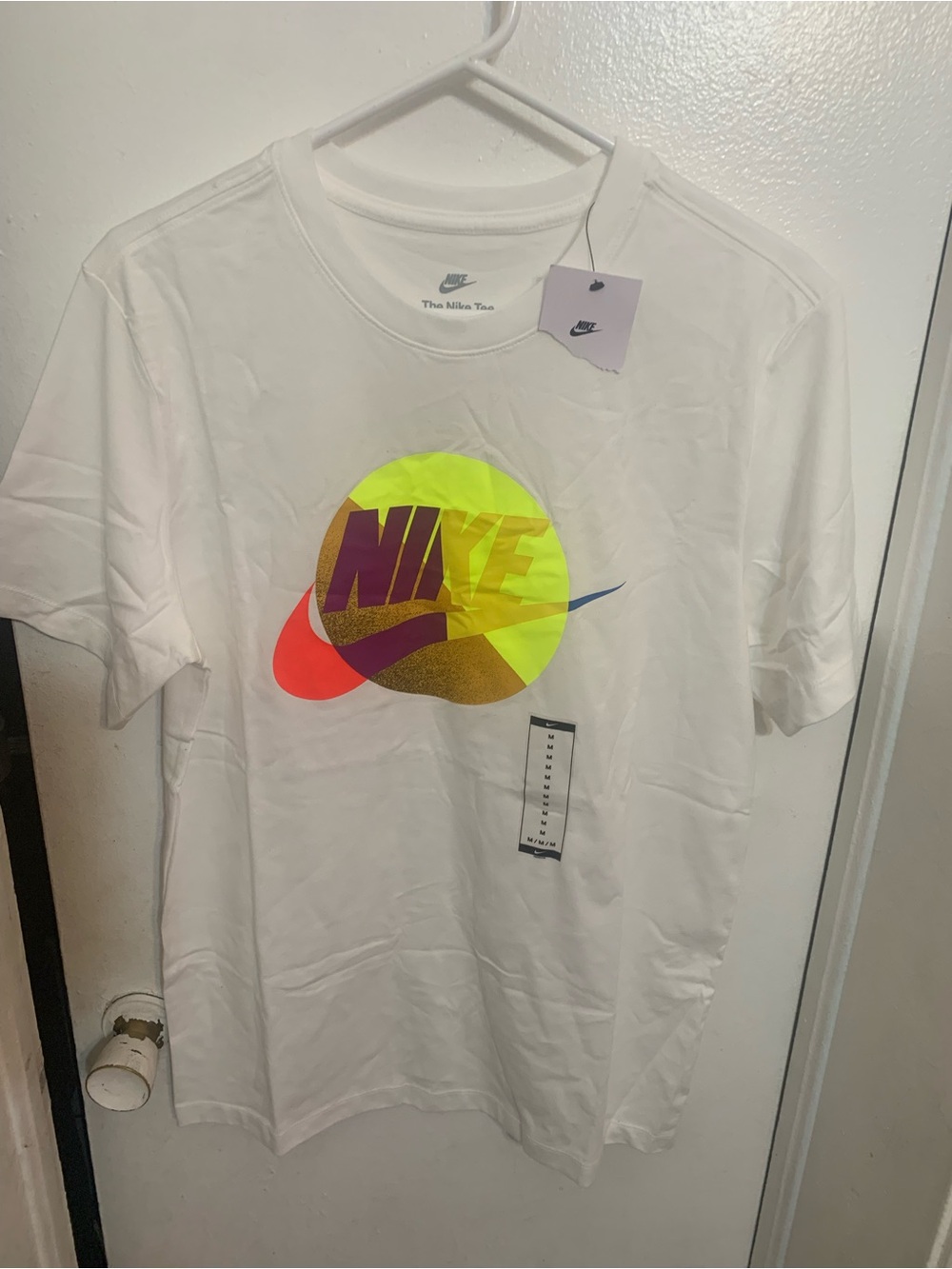 White Nike Short-Sleeve Tee with Neon Graphic